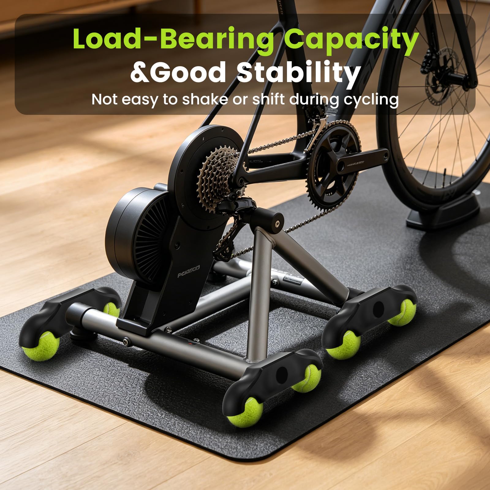 4 Stück Rocker Plate Feet, Tragbarer Wippplatten Fahrradtrainer, Cycling Snap Rocker Feet Adapter mit 8 Tennisbällen für Wahoo Kickr Core 2 Rollentrainer Tennisballfüße Indoor