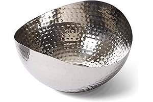 10 " Silver Decorative Bowl, Stainless Steel Hammered Centerpiece Bowl