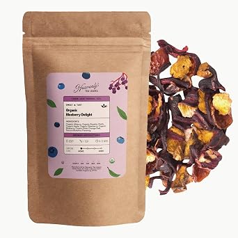 Heavenly Tea Leaves Organic Blueberry Delight, Loose Leaf Herbal Tea, 4 oz. Approx. 50 Cups of Tea - Naturally Caffeine Free, Perfect Hot or Iced, Fruity Flavor