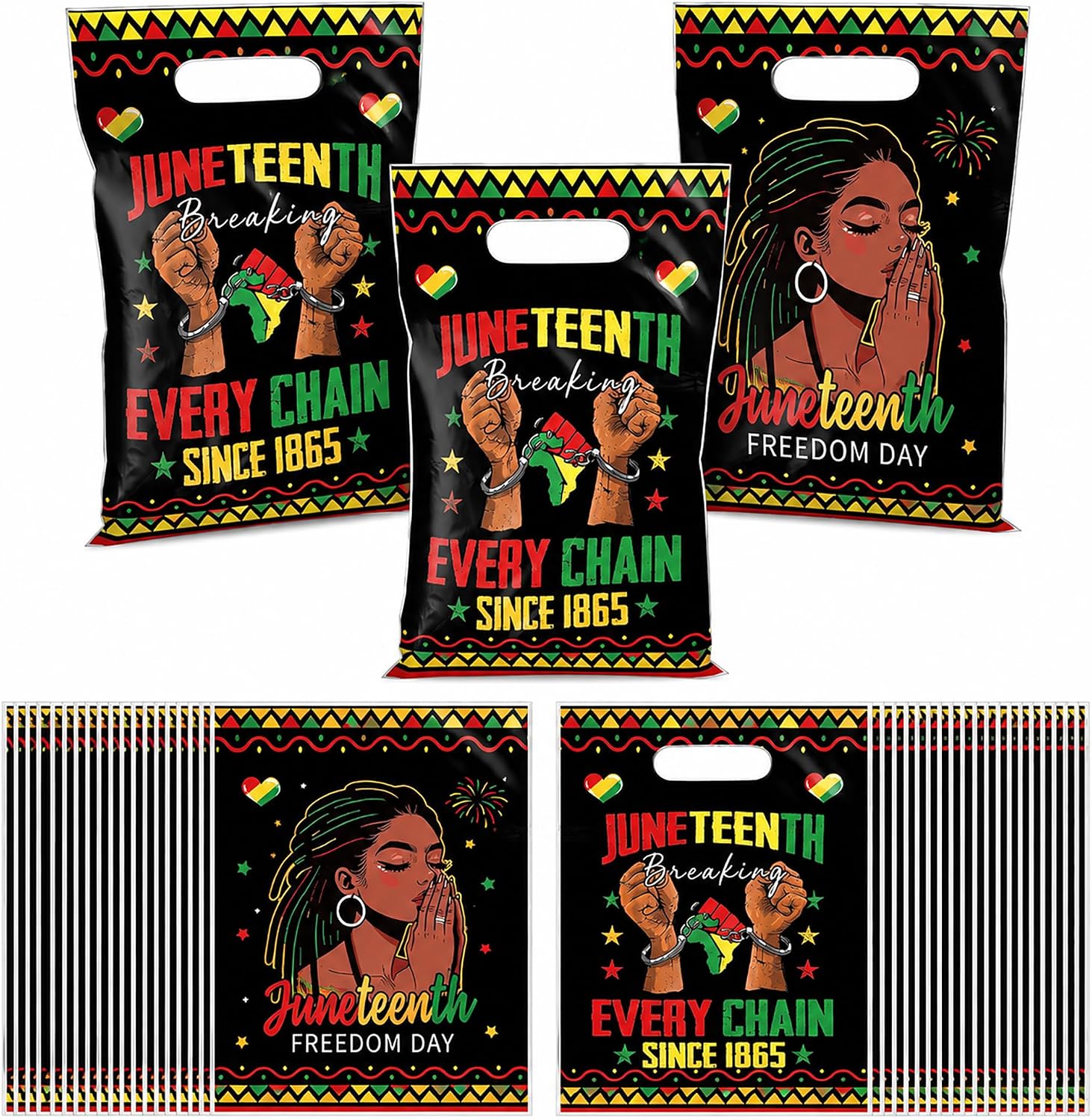 50 PCS Juneteenth Party Favor Bags, Freedom Day Candy Gift Bags for Kids Cultural Celebration Birthday Baby Shower Event Treat Bags