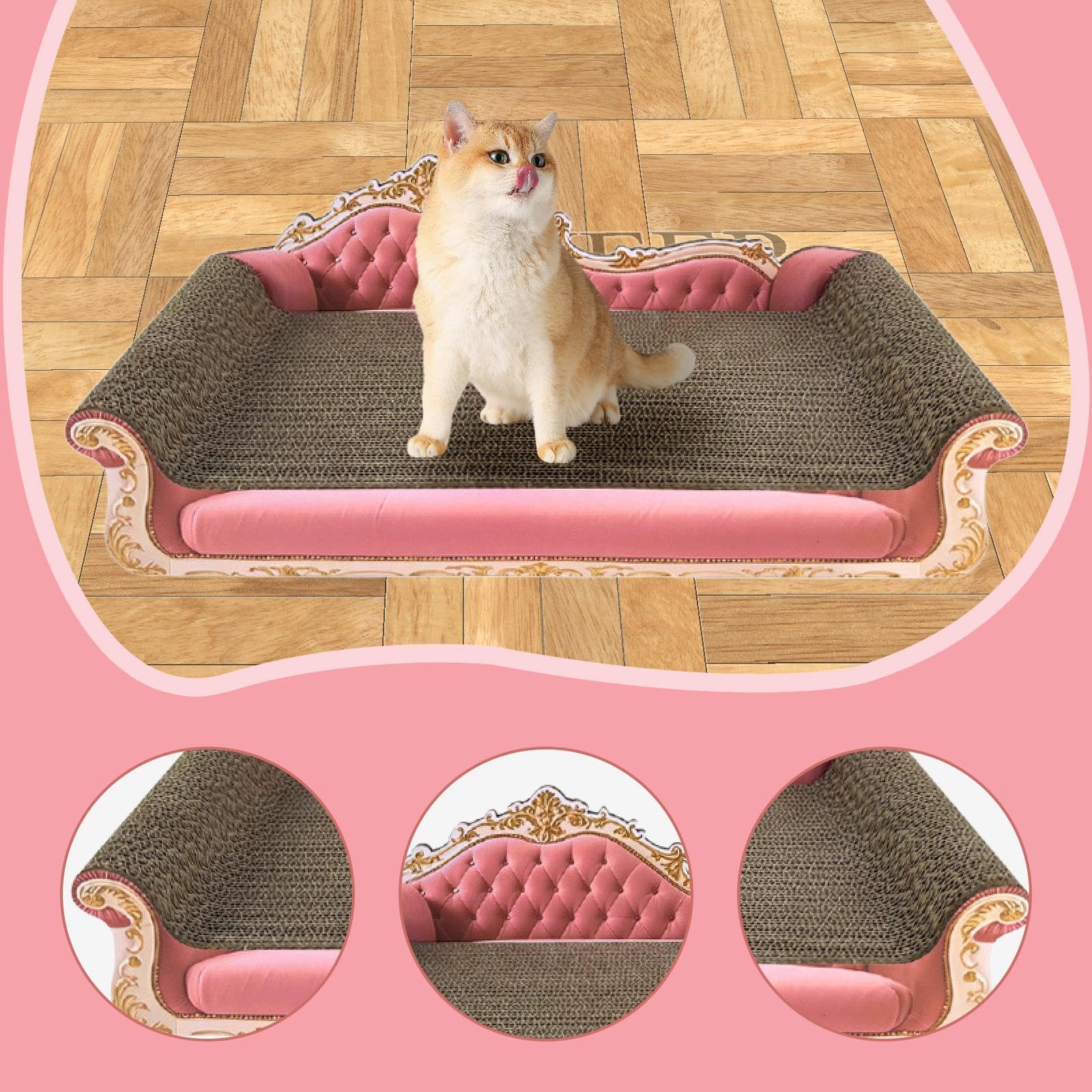 Katzenkratzbrett für Sofa Und Bett, Spielzeug Aus Wellpappe Zur Aufbewahrung, Zum Spielen Und Schlafen, Geeignet für Katzen Und Kätzchen, Rosa