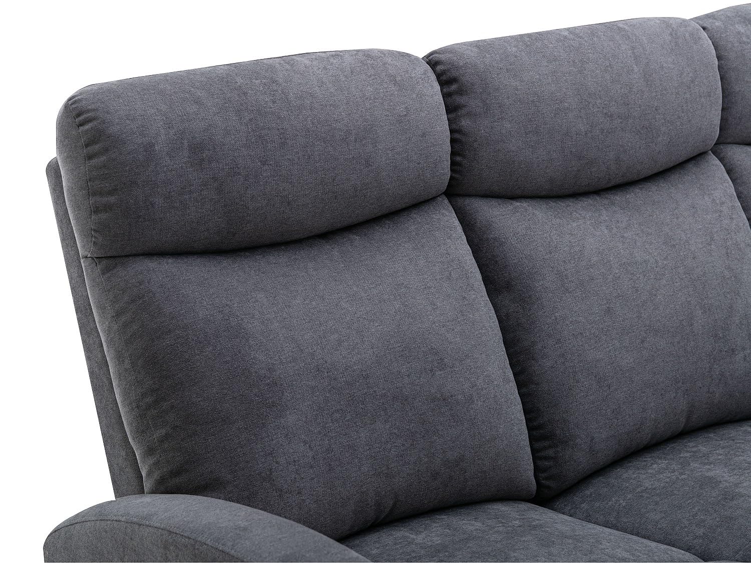 Vente-unique - Divano relax 3 posti Evelyn - poliestere - grigio | Meccanismo di relax manuale, Meccanismo relax manuale, Stile contemporaneo, Colori neutri