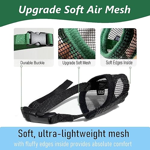 Miniatura 3 de Bozal para perro, bozal de malla suave para ladrar, aseo y morder, masticar para razas pequeñas y medianas, bozal de malla sin ladridos para evitar