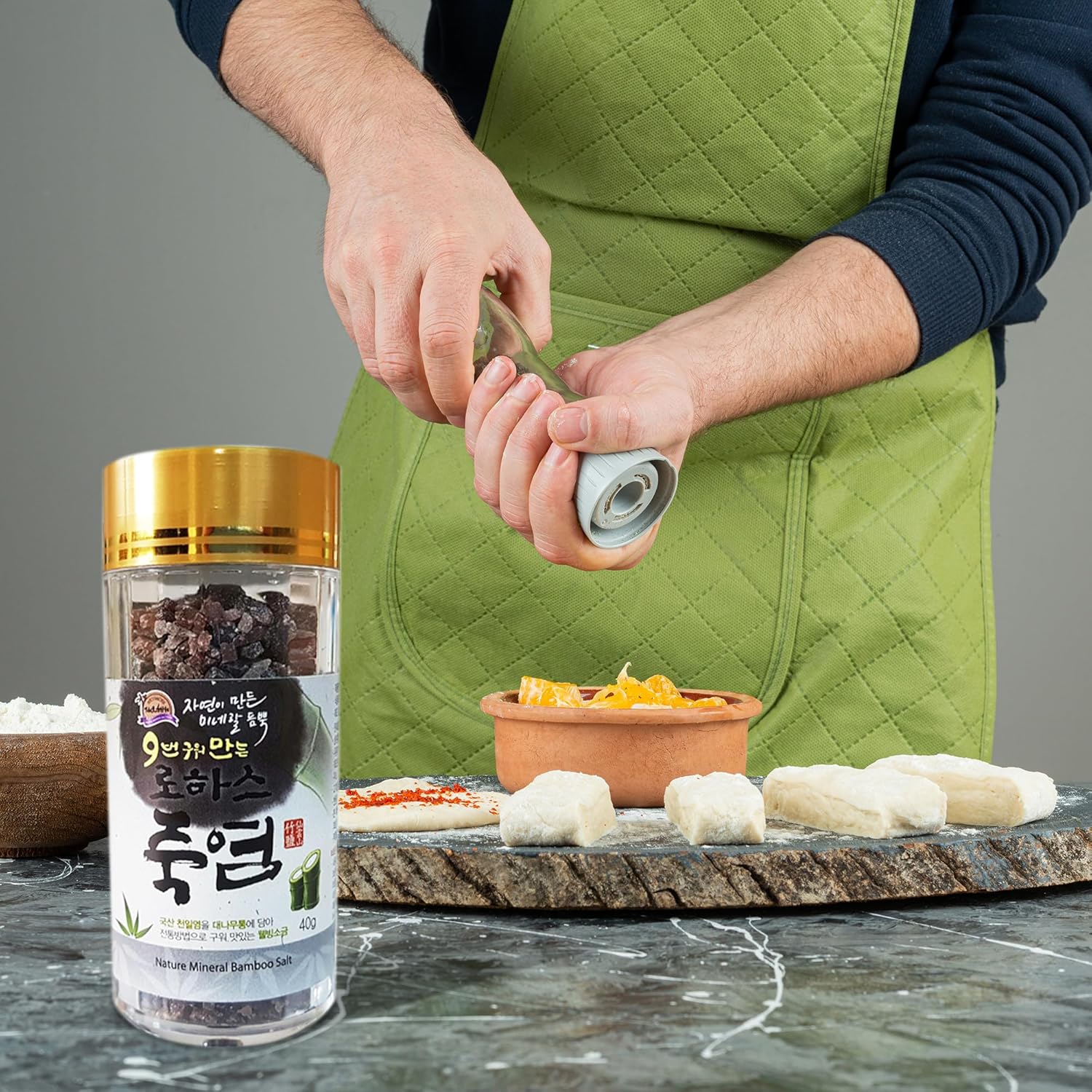 Premium 9X Roasted Lohas Bamboo Salt 40g – Travel Size Traditional Korean Bamboo Salt with Rich Flavor & High Mineral Content (Standard 40g, Flakes)