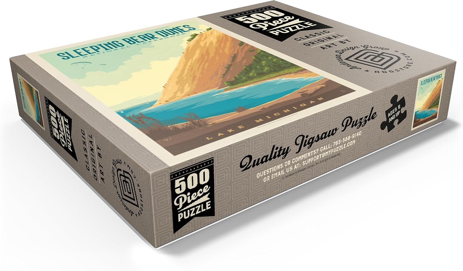MyPuzzle Sleeping Bear Dunes National Lakeshore, Vintage Poster - Premium 500 Piece Jigsaw Puzzle for Adults