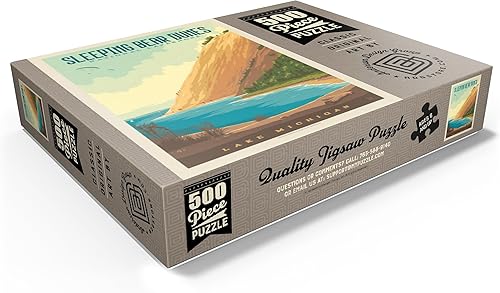 Miniatura 3 de MyPuzzle Sleeping Bear Dunes National Lakeshore, póster vintage, rompecabezas prémium de 500 piezas para adultos
