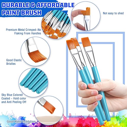 Miniatura 4 de 30 pinceles de pintura a granel, pequeños pinceles de pintura plana a granel, pincel de pintura acrílica, pincel de pintura al óleo para el aula,