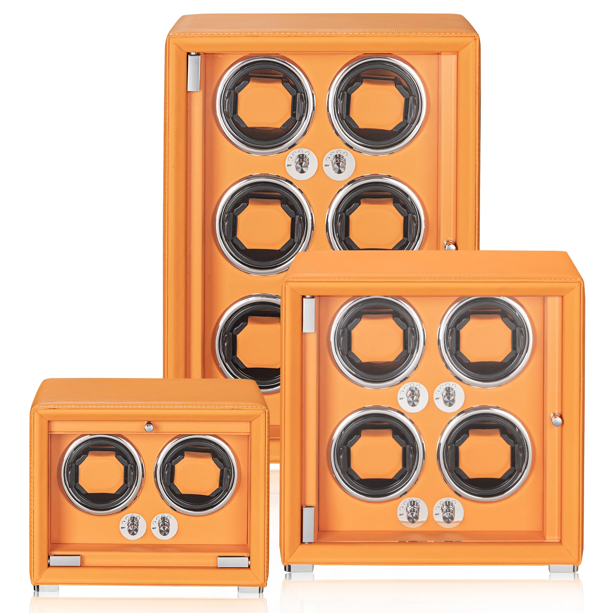 Uhrenbeweger für 2/4/6/9 Automatikuhren, High-End-Lederherstellung, super leiser Mabuchi-Motor, Zwei Leistungsmodi, integrierte LED-Leuchten