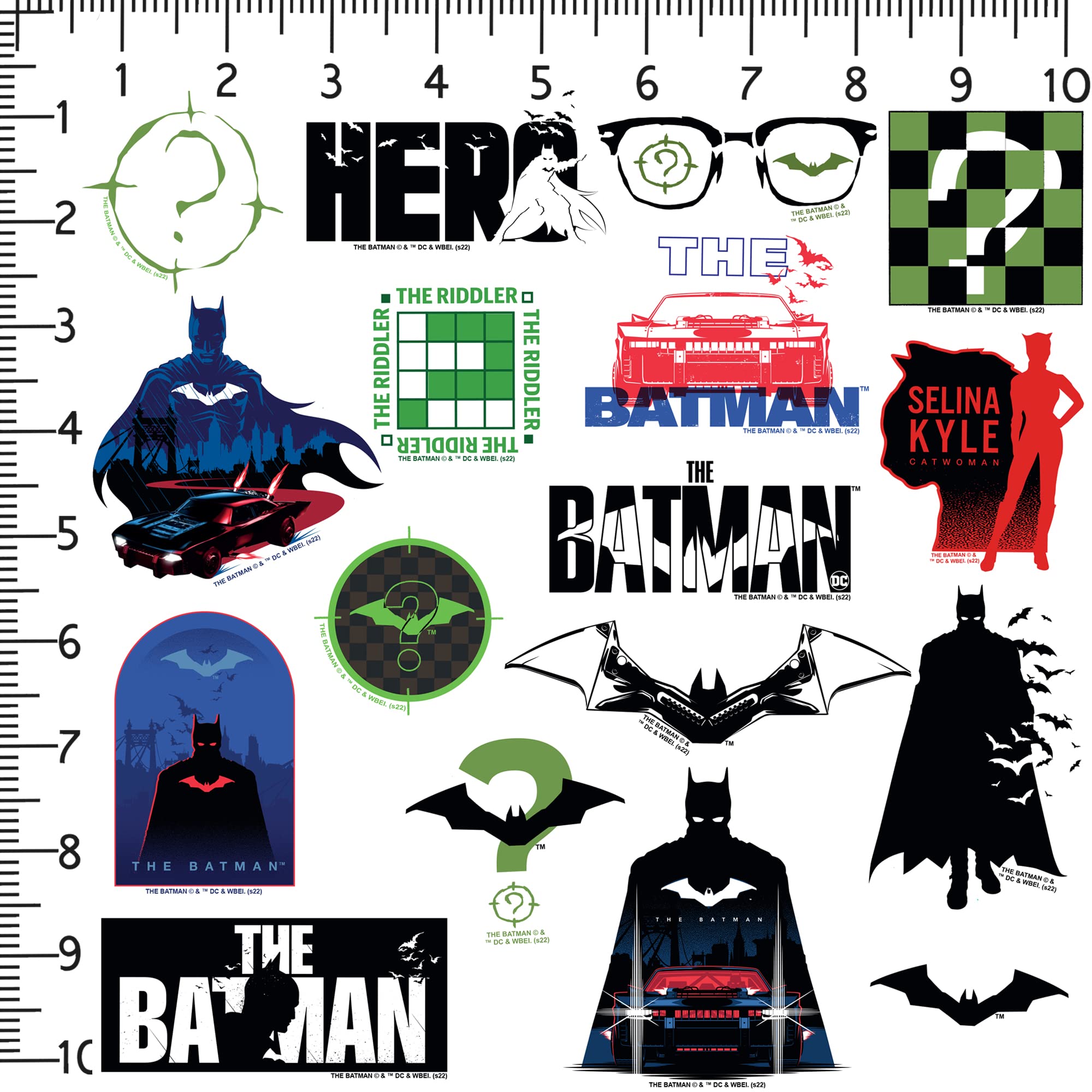 The Batman (2022) Vinyl Large Deluxe Stickers Variety Pack - Laptop, Water Bottle, Scrapbooking, Tablet, Skateboard, Indoor/Outdoor - Set of 100