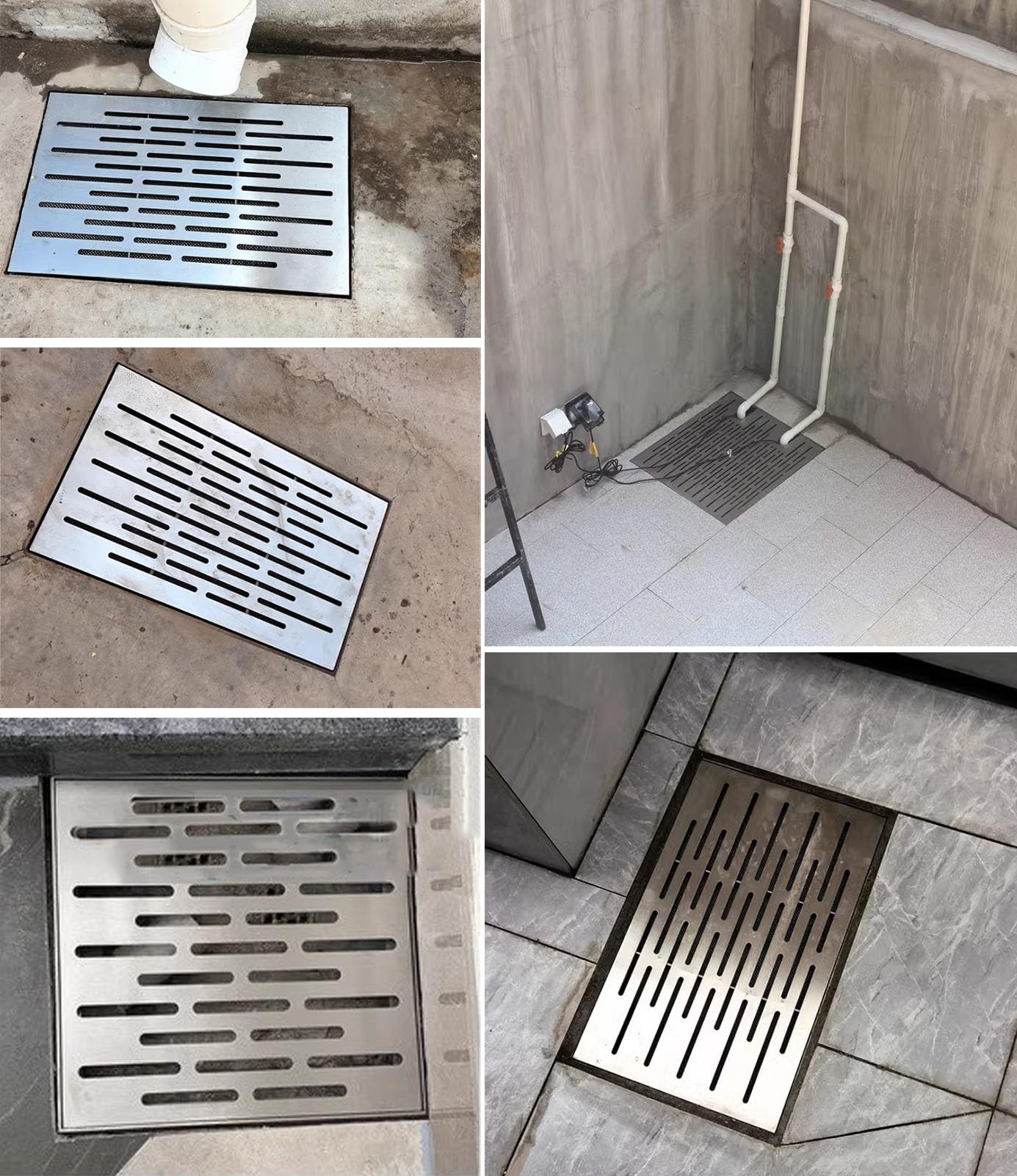 Wytrzymały kwadratowy odpływ na podwórko, patio i podjazd, sitko do rynny deszczowej i ruszt odpływowy, trwały zestaw osłon odpływu podłogowego (30 x 30 x 3 cm)
