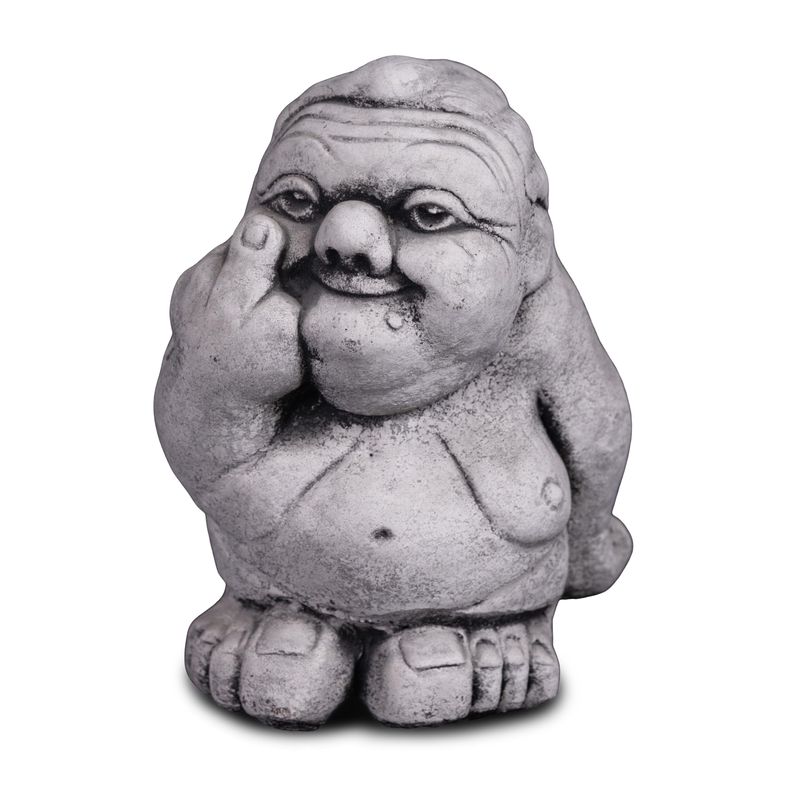 gartendekoparadies.de Troll-Oma Gartenfigur aus Steinguss, 19 cm, Grau, 3 kg, frostsicher