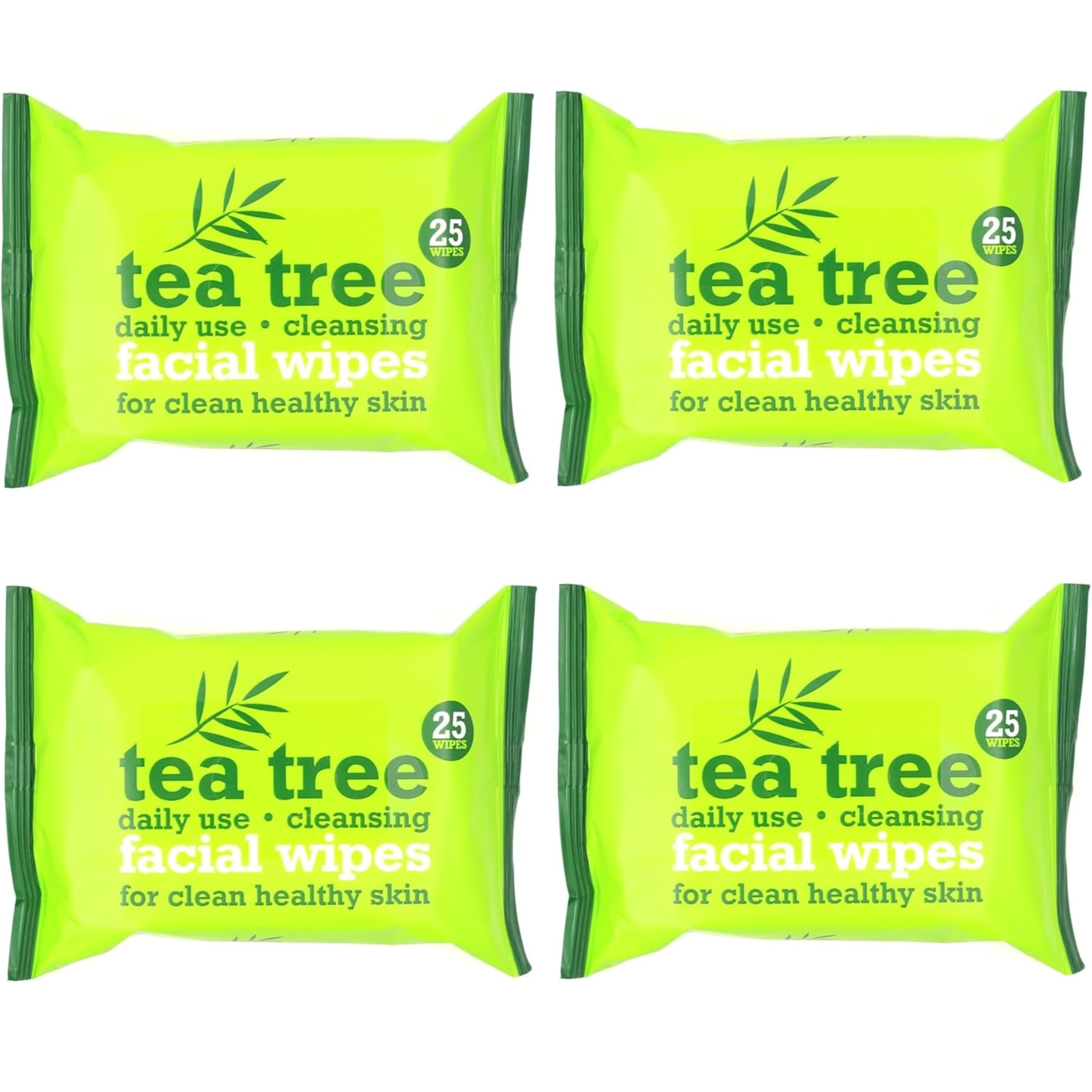 4 Packs | Australian Tea Tree & Peppermint Daily Cleansing Wipes – 100 Facial Wipes | Removes Oil, Dirt & Makeup | Refreshing & Purifying for Clean, Healthy Skin