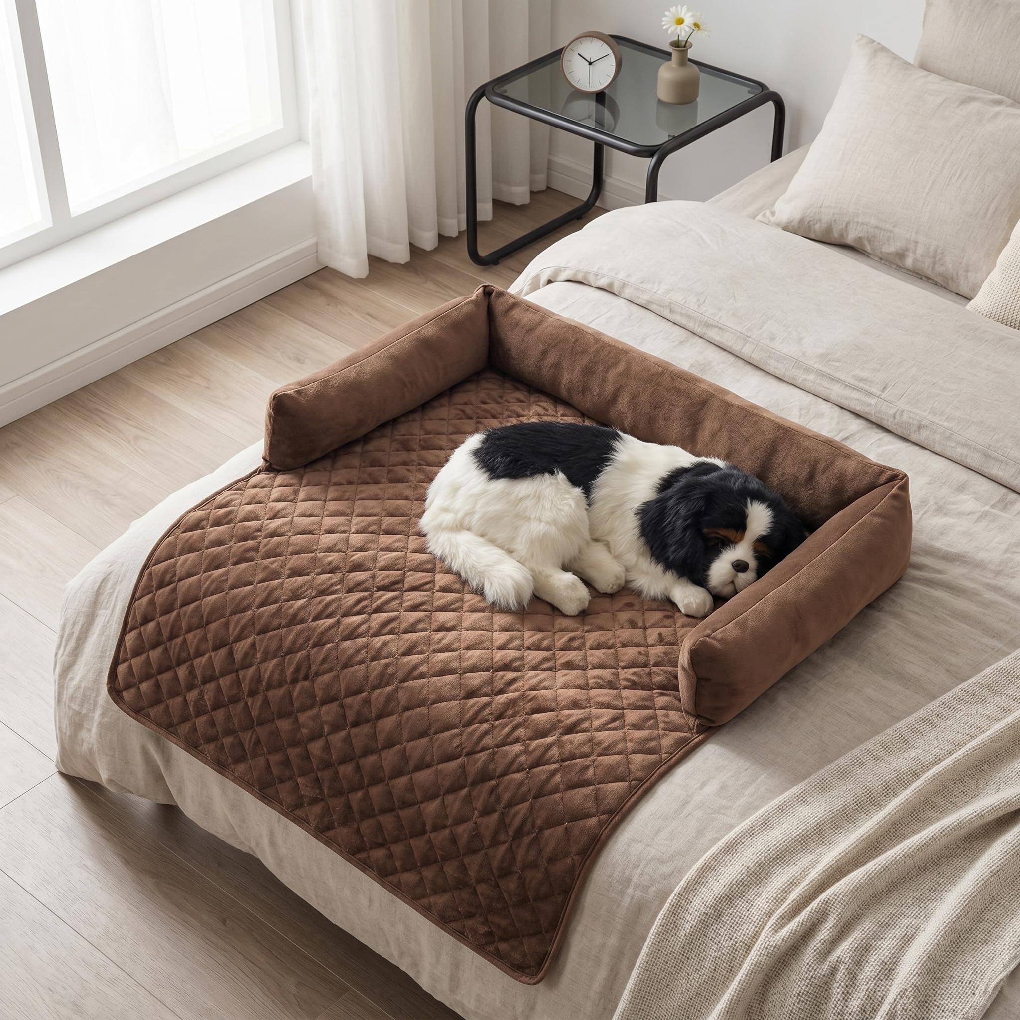 OKYUK Cama para Perros, Protección para Sofá, Hecha a Mano, Lavable, Cojín y Alfombrilla para Perros Grandes, Medianos y Pequeños (Café, 75 x 75 cm)