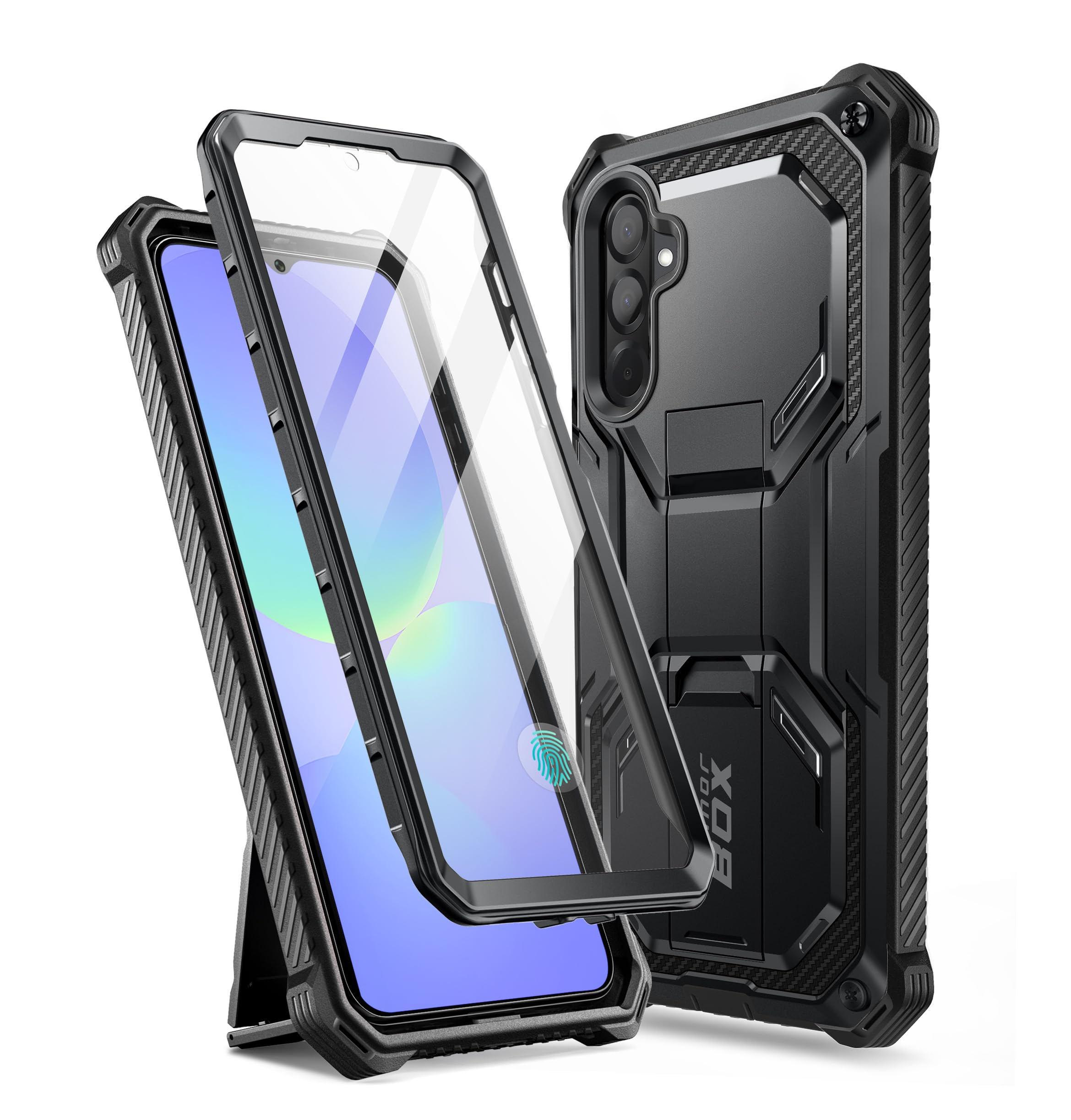 i-Blason for Samsung Galaxy A36 Case with Stand Built-in Screen Protector Military-Grade Protection Support Fingerprint ID Full-Body Rugged