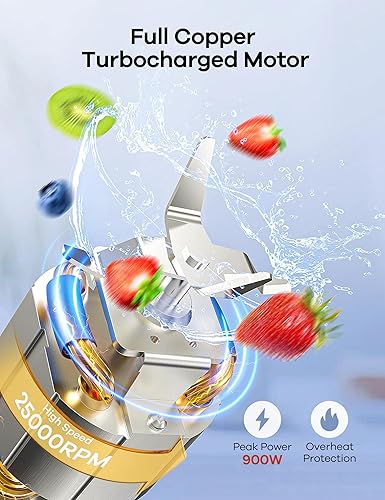 Miniatura 2 de Ganiza Licuadora para batidos, 14 licuadoras personales para batidos y batidos para cocina con 3 tazas portátiles (1 x 24 onzas y 2 x 17 onzas),