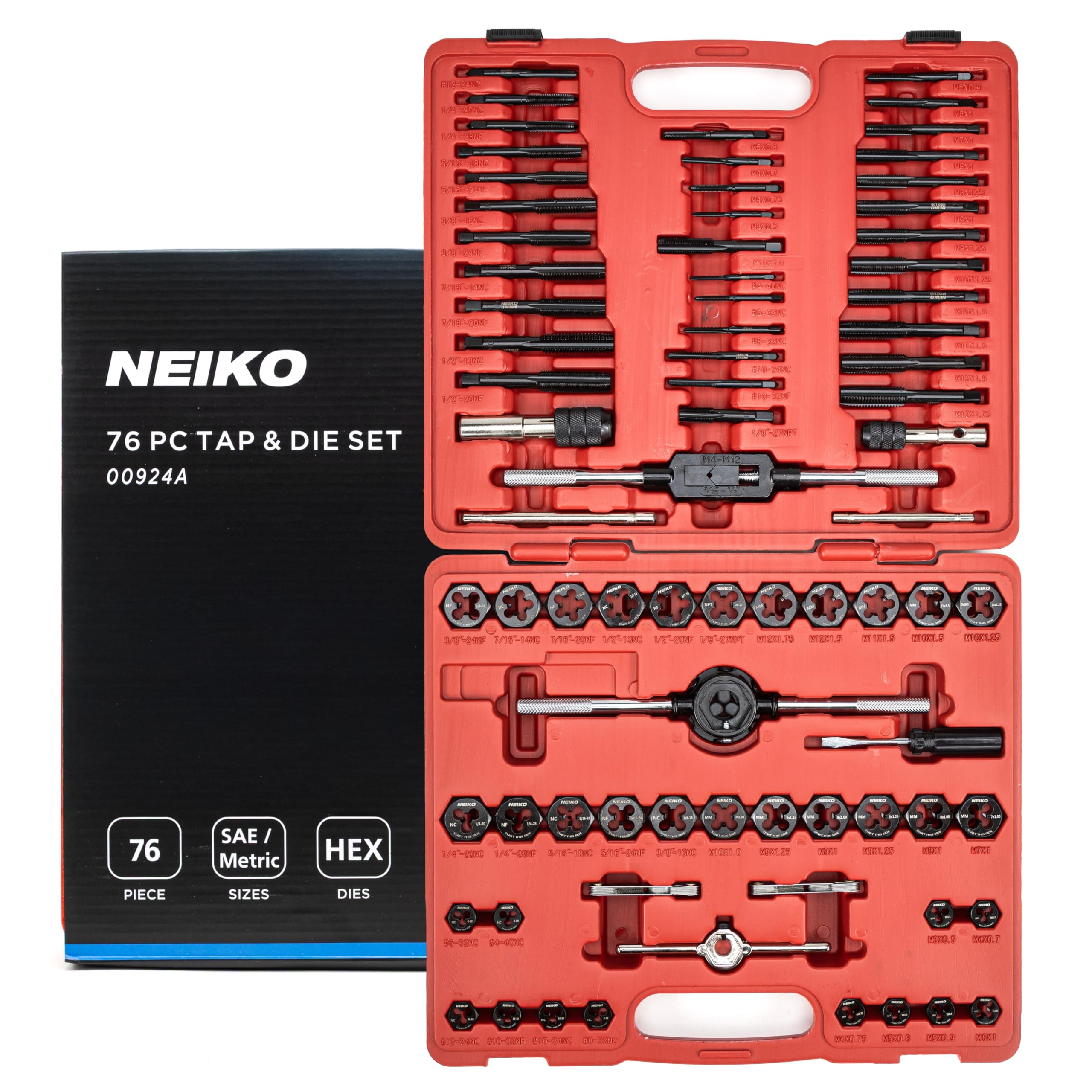 N i k o nＤ7200 NEIKO 00924A Tap and Die Set, 76 Piece, Metric and Standard