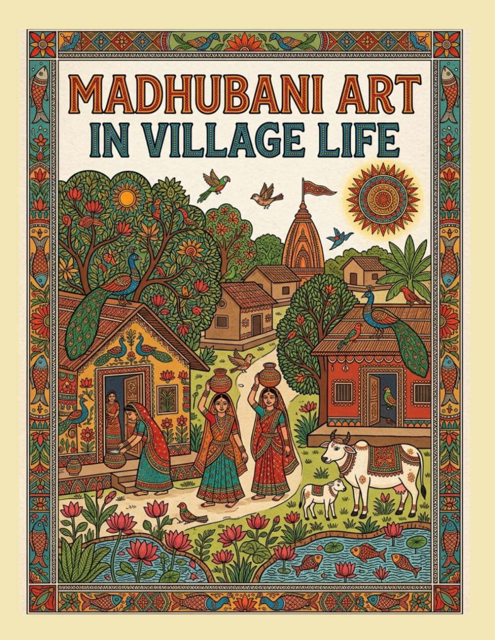 Madhubani art in village life (Madhubani coloring art)