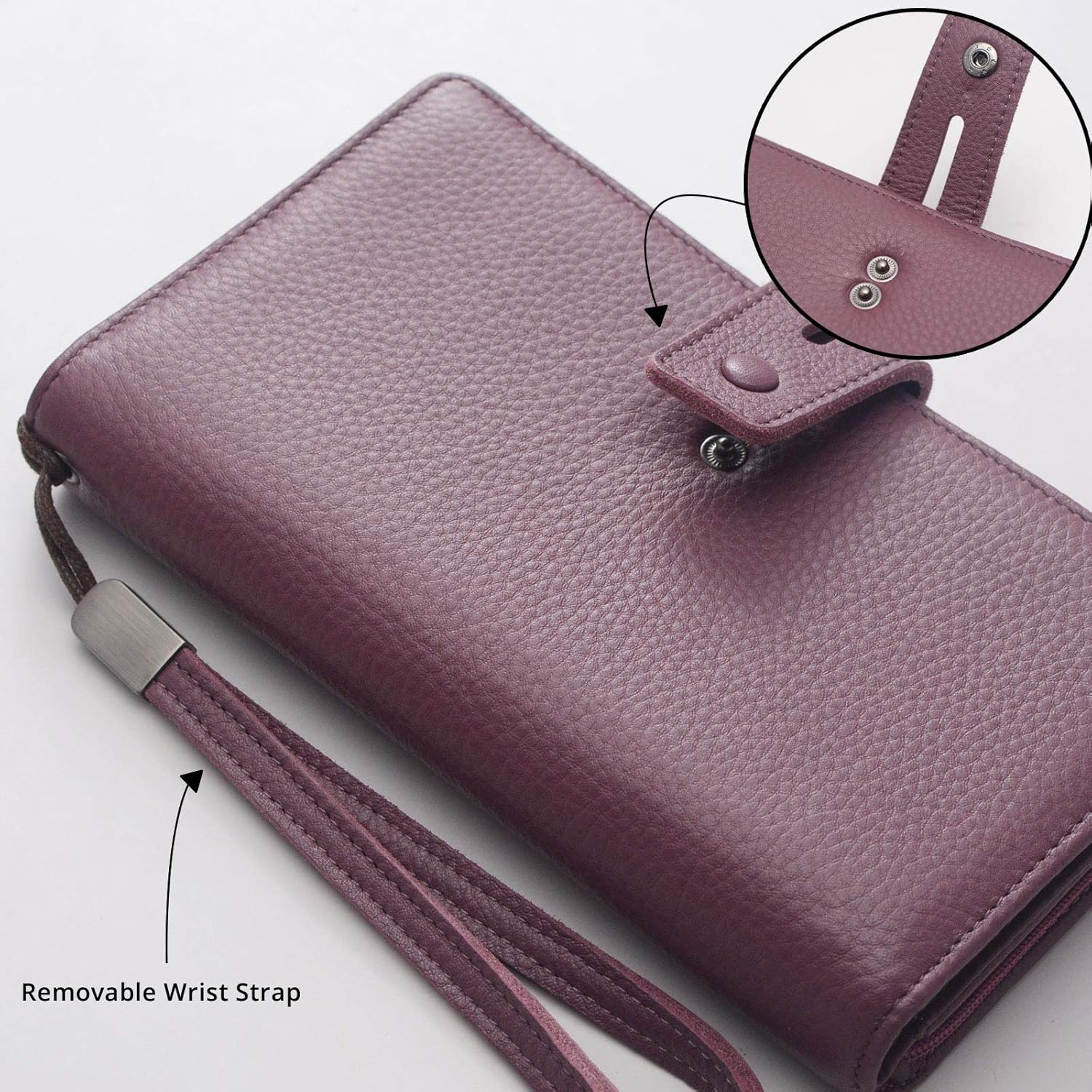 Bveyzi Women's Big Fat Rfid Leather Wristlet Wallet Organizer Large Phone Checkbook Holder with Zipper Pocket (Purple) - Image 7