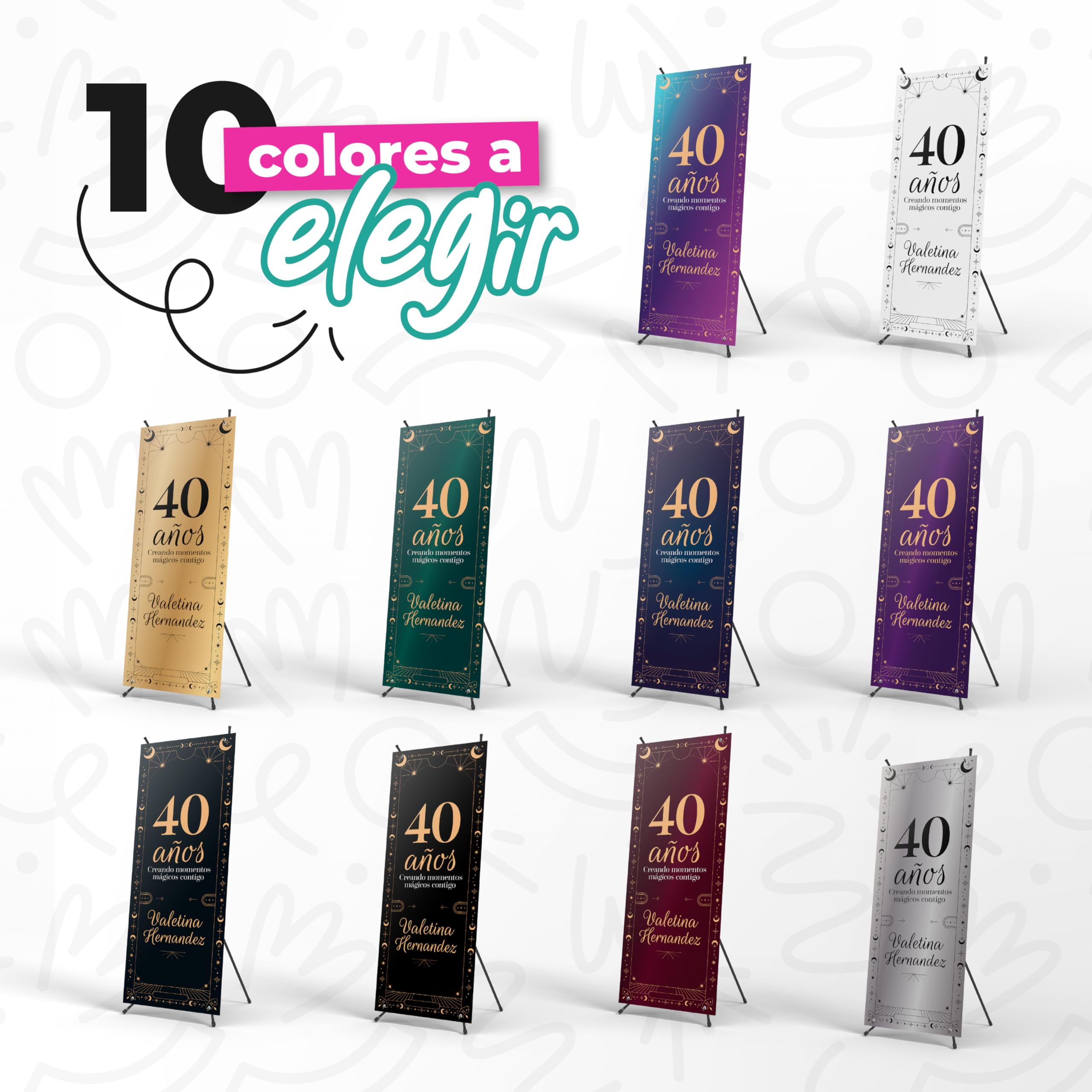 Cartel Personalizado de 70x180cm con Xbanner y Pancarta con 10 Colores a Elegir - Photocall Cumpleaños con Textos Modificables, Ideal para Aniversario, Fiesta o Eventos - Bandera de Lona (Multi Color)