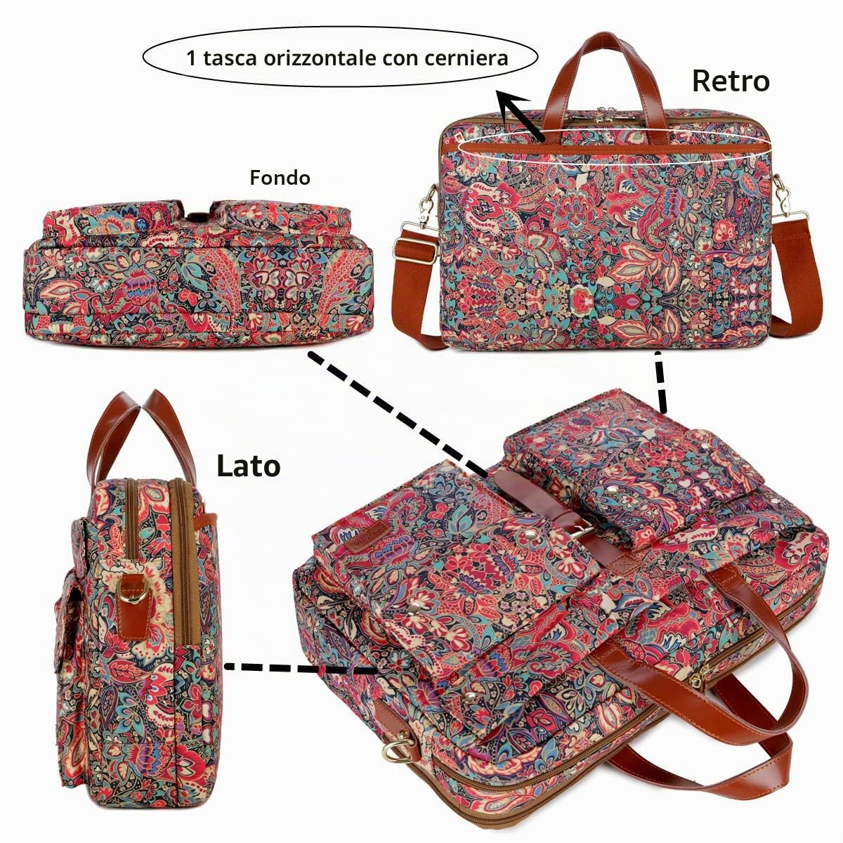 Baosha Borsa a tracolla da donna per computer portatile da 15,6 pollici e 17 pollici, borsa a tracolla per computer portatile BC-07