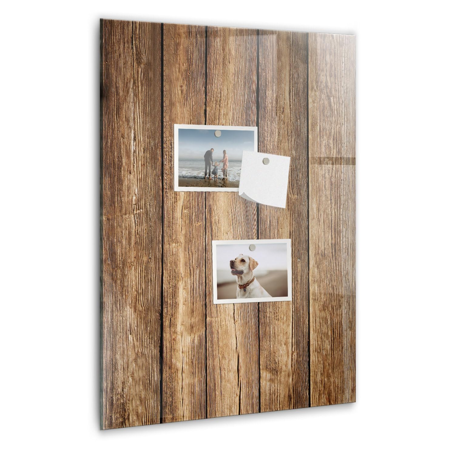 Hochformat Glas-Magnetboard | Magnetisches Whiteboard aus gehärtetem Glas | Mit Neodym-Magneten & modernem Design - 40x60cm Holzstruktur