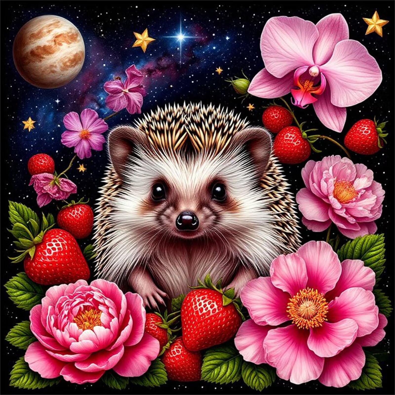 Puzzle 1000 elementów dla dorosłych, kwiaty truskawek, jeż, klasyczne puzzle 65 x 65 cm, gra zręcznościowa dla całej rodziny, kolorowe układanie puzzli, dekoracja domu