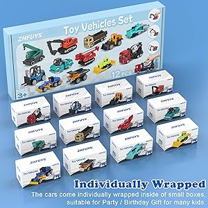 ZHFUYS 12PCS Metal Mini Cars Toy for Kids, Toy Cars for Kids, Trucks Toy Vehicles Set for Toddlers, Party Favors for Toddler Toys,Educational Play, Birthday Gift for Boys Girls