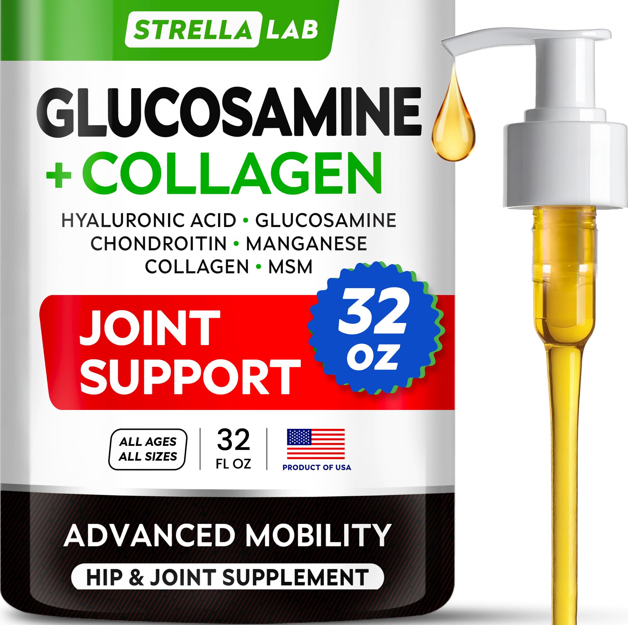 STRELLALAB Liquid Glucosamine for Dogs 32 OZ