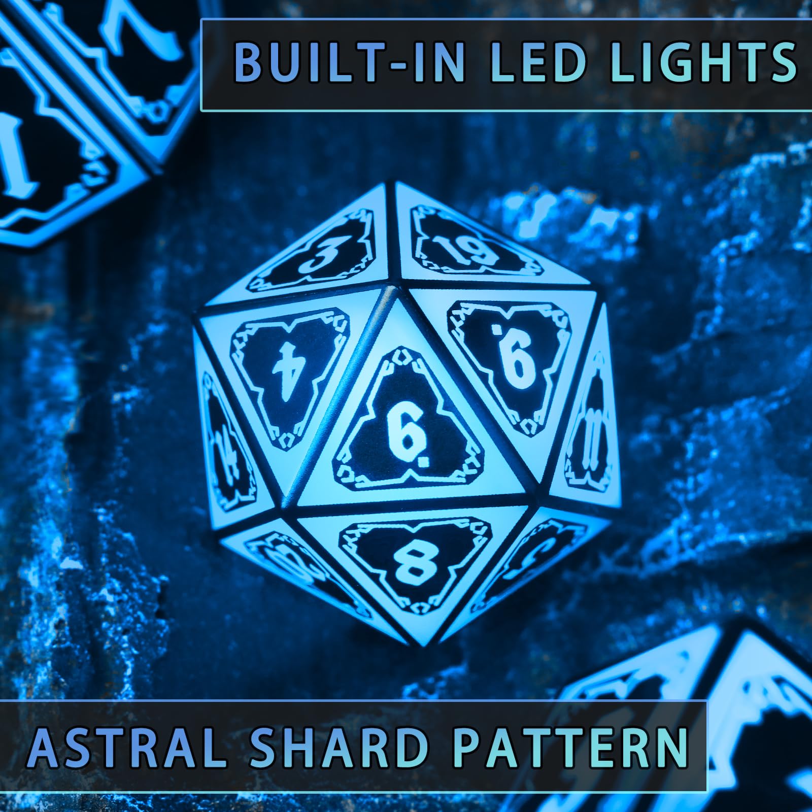 FONVGOGO Set Dadi D&D per Dungeons and Dragons Set Dadi DND Luminosi Wireless Ricaricabili con Scatola di Ricarica Dadi Poliedrici RGB LED 7 Pezzi DND Dice Set (Blu)