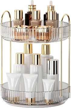 YCIA&DONE 360 Rotating Makeup Organizer and Storage for Vanity Bathroom Countertop, High Capacity Cosmetic Skincare Perfume O