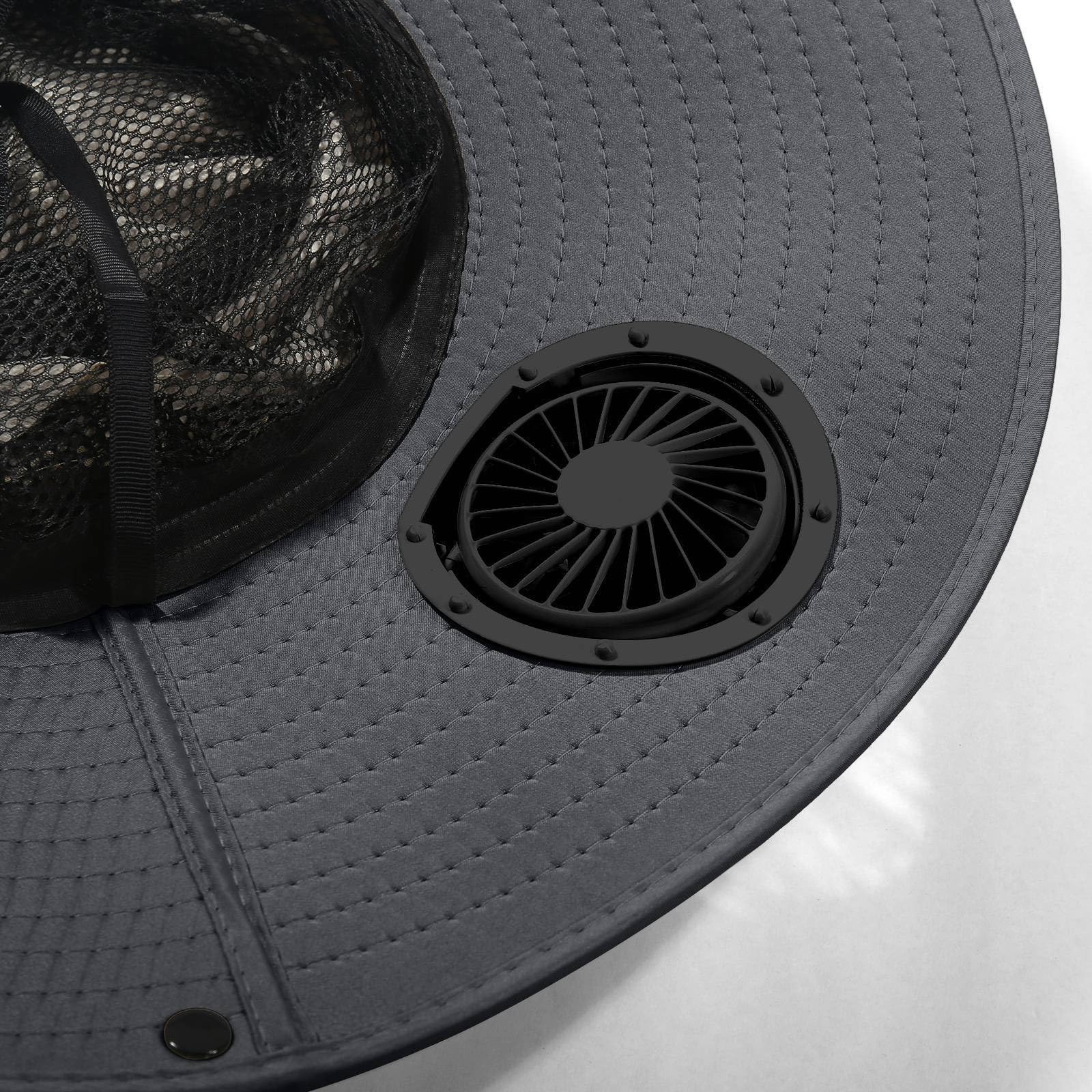 2026 Carga USB Ventilador de Carga Solar Extraíble Sombrero Integrado de Ala Grande Sombrero de Verano para Exteriores Sombrero de Senderismo y Pesca para Hombre (Versión con Tres Ventiladores) Ligero
