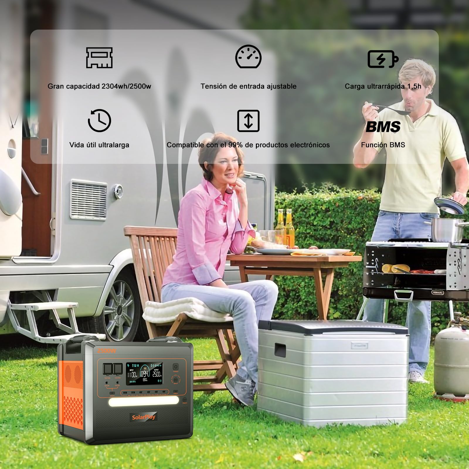 SolarPlay Banco de energía portátil Q2402M 2500W (Q2402M+200W)