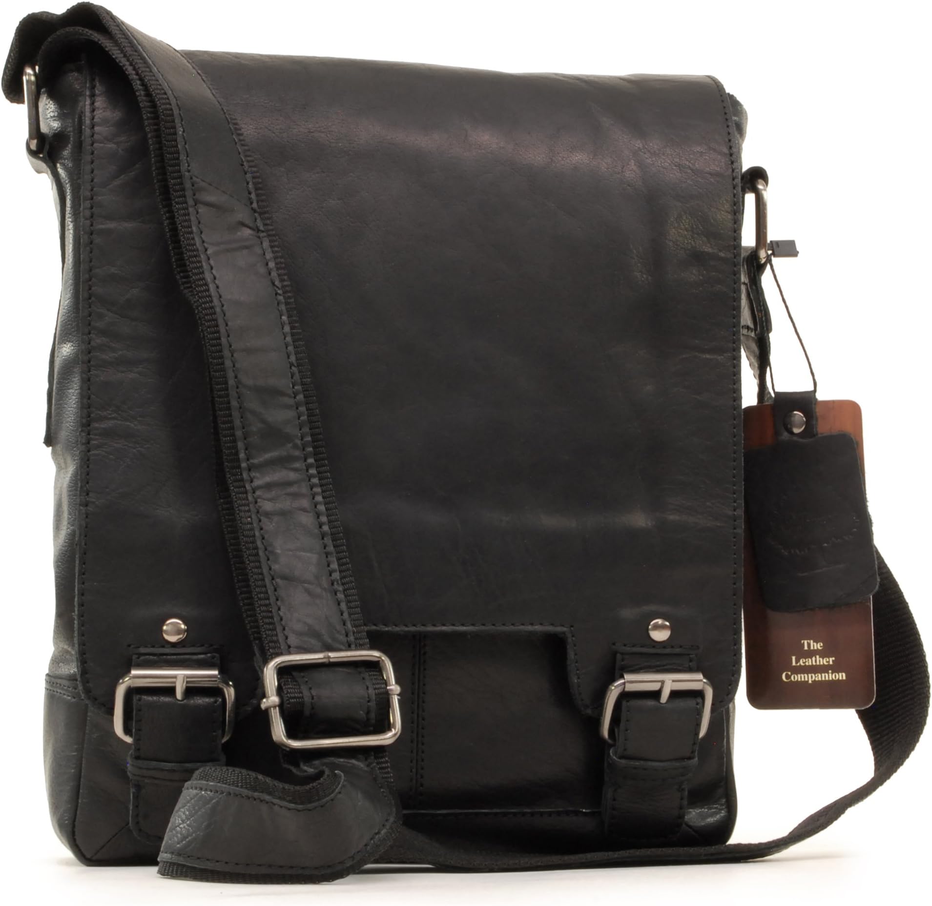 Ashwood - Messenger Bag - Laptop/iPad A4 Size - Cross Body/Shoulder/Work Bag - Genuine Leather - 8342 - Black
