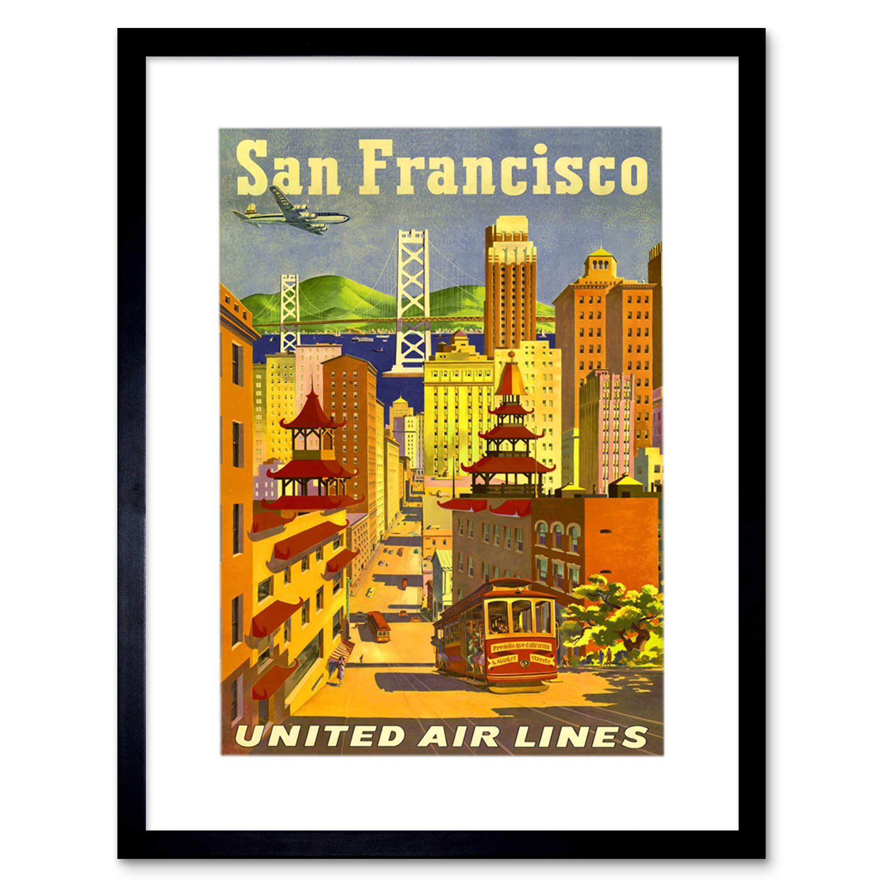 Wee Blue Coo San Francisco California Golden Gate Art Wood Frame Picture F12X1310