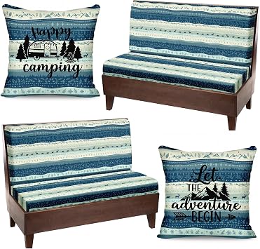 Britimes RV Dinette Cushion Covers Set, 6 Pack, for Camper, Blue Stripe