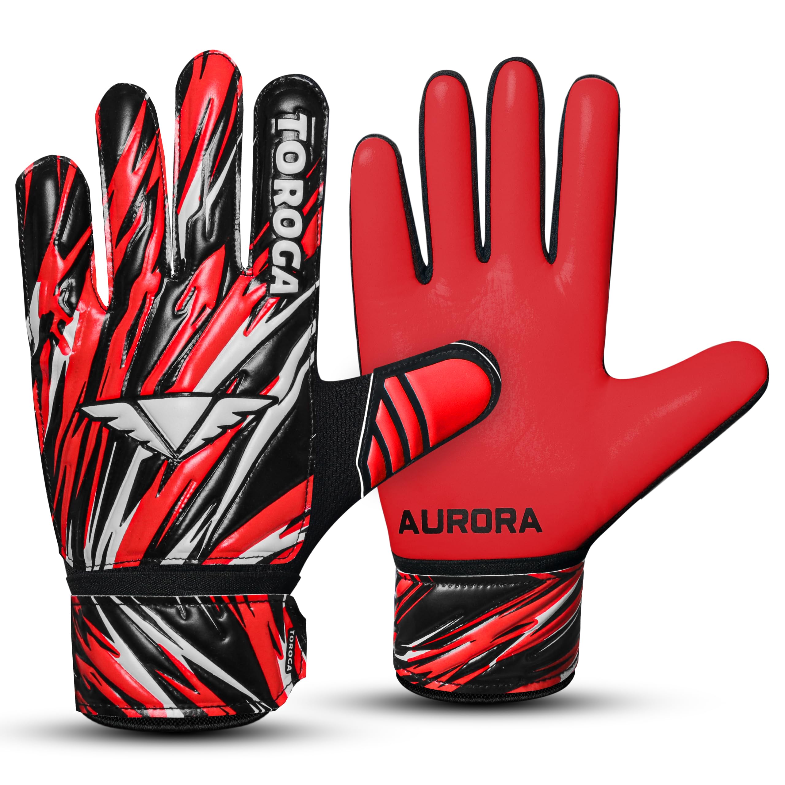 TOROGA Fußball-Torwarthandschuhe für Jungen, Kinder, Jugendliche, Fußball-Torwarthandschuhe mit 4 mm Latex-gepolsterter Handfläche, Super Grip Palm-Torwarthandschuhe