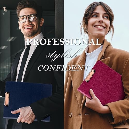 Vista 22 de Ospelelf Carpeta de 3 anillos con cremallera, de cuero, con almacenamiento en portapapeles, calculadora, funda para tablet de 12.1 pulgadas, 5 Rojo