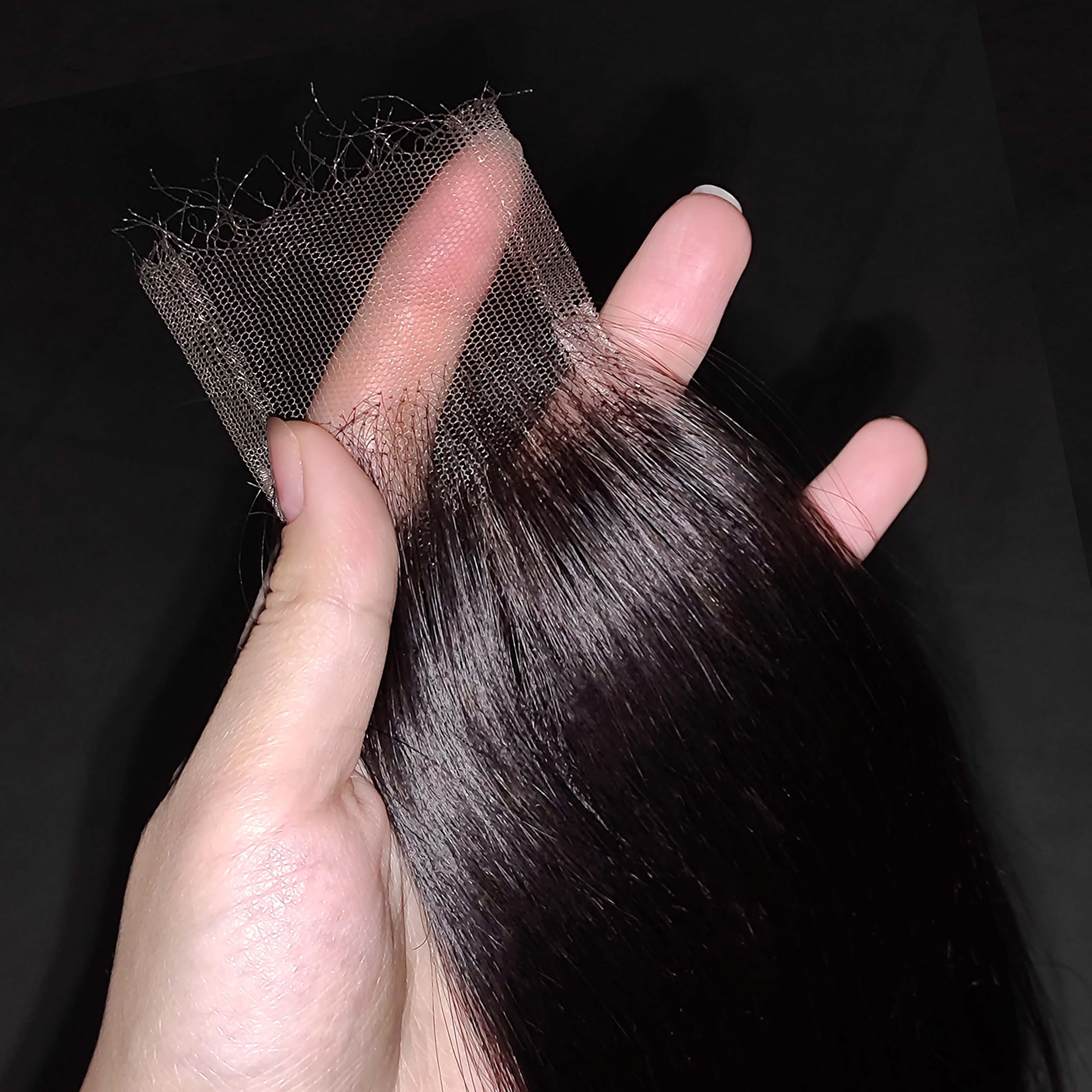 2x6 HD Lace Closure 22 Inch, SKINLIKE 0.095mm Ultra-thin Invisible Real Swiss Lace Closure Only,Straight RAW Virgin Human Hair Single Knot Pre-Plucked