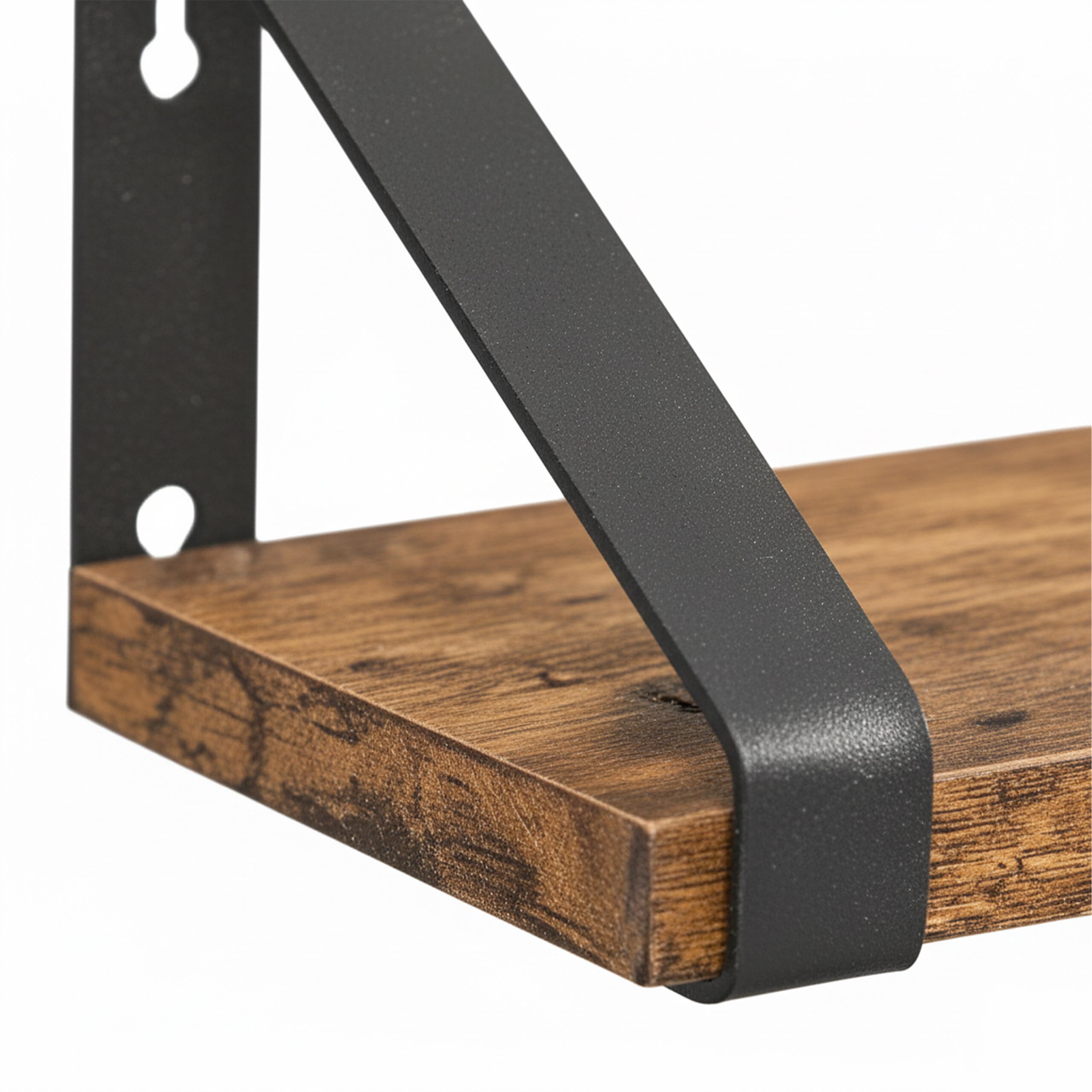 Relaxdays Zestaw 3 półek ściennych, drewno i metal, 30/35/40 cm, na książki i dekoracje, brązowy