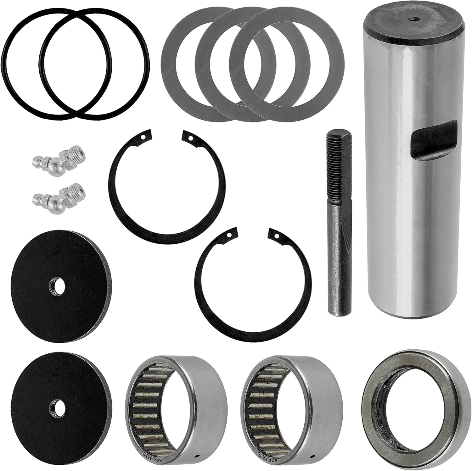 Caltric King Pin Kit Compatible with Case Backhoe 580LXT 580K 580SK 580L 580M 2WD Side Slot D103626