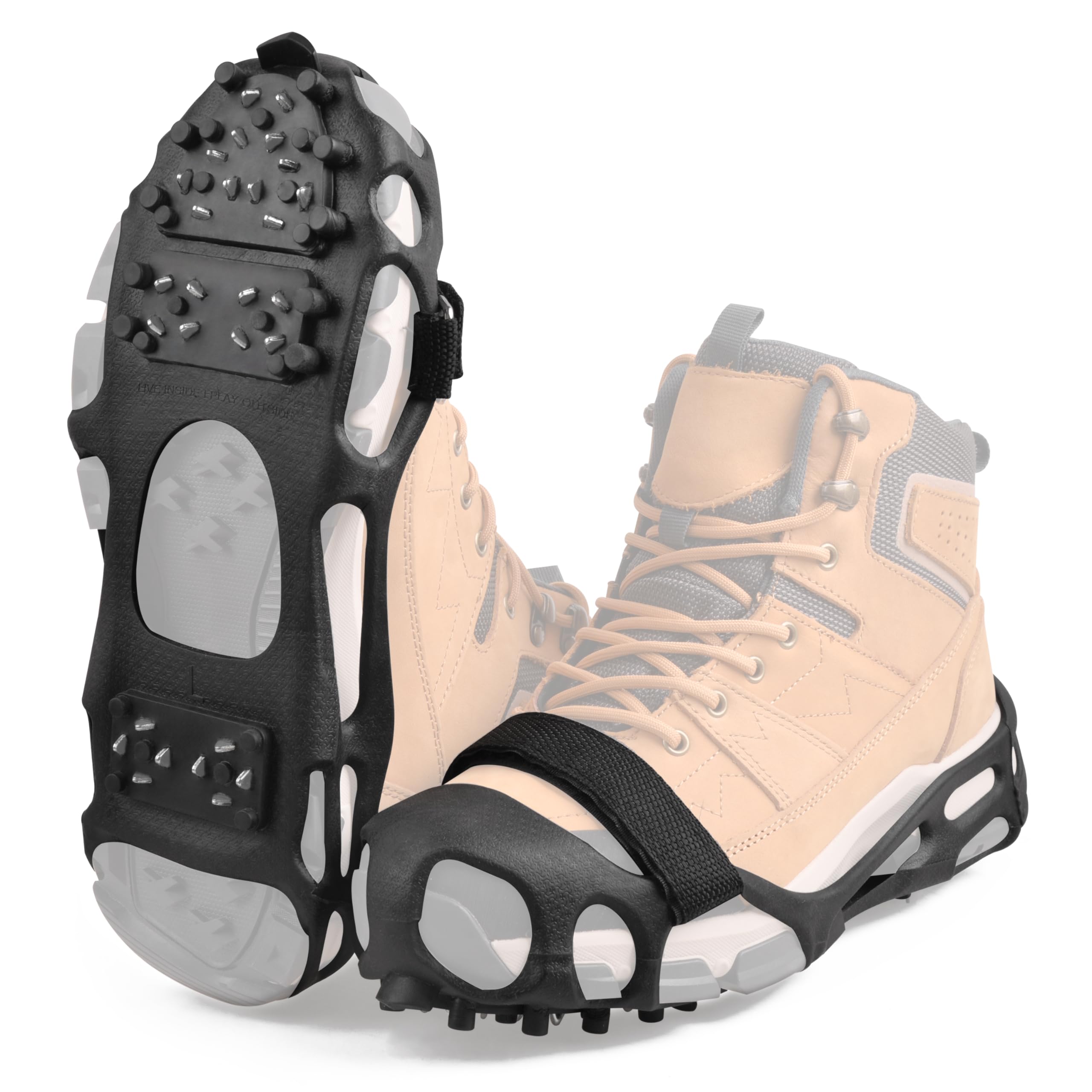 2 Paires De Crampons Pour Bottes De RandonnéE Crampons à Neige 10 Dents,Forte Adhérence,Pas Facile à Tomber,pour La Pêche Sur Glace En Hiver,La Chasse,La Randonnée Et D'autres Activités De Plein Air