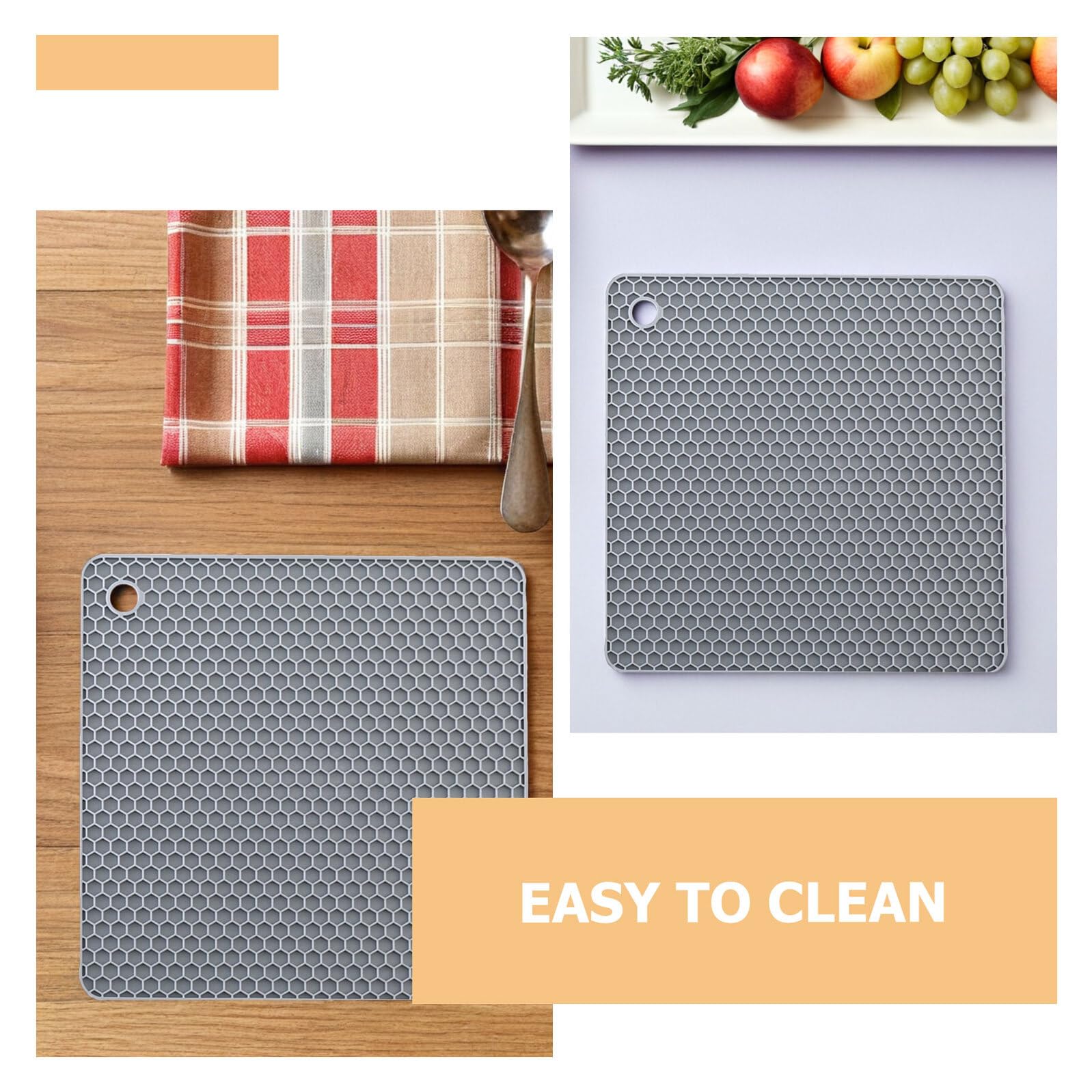 6 Piezas Salvamanteles de Silicona Cuadrados con Patrón de Panal Antideslizante Resistentes al Calor para Ollas y Sartenes Protectores para Mesa y Encimera de Cocina