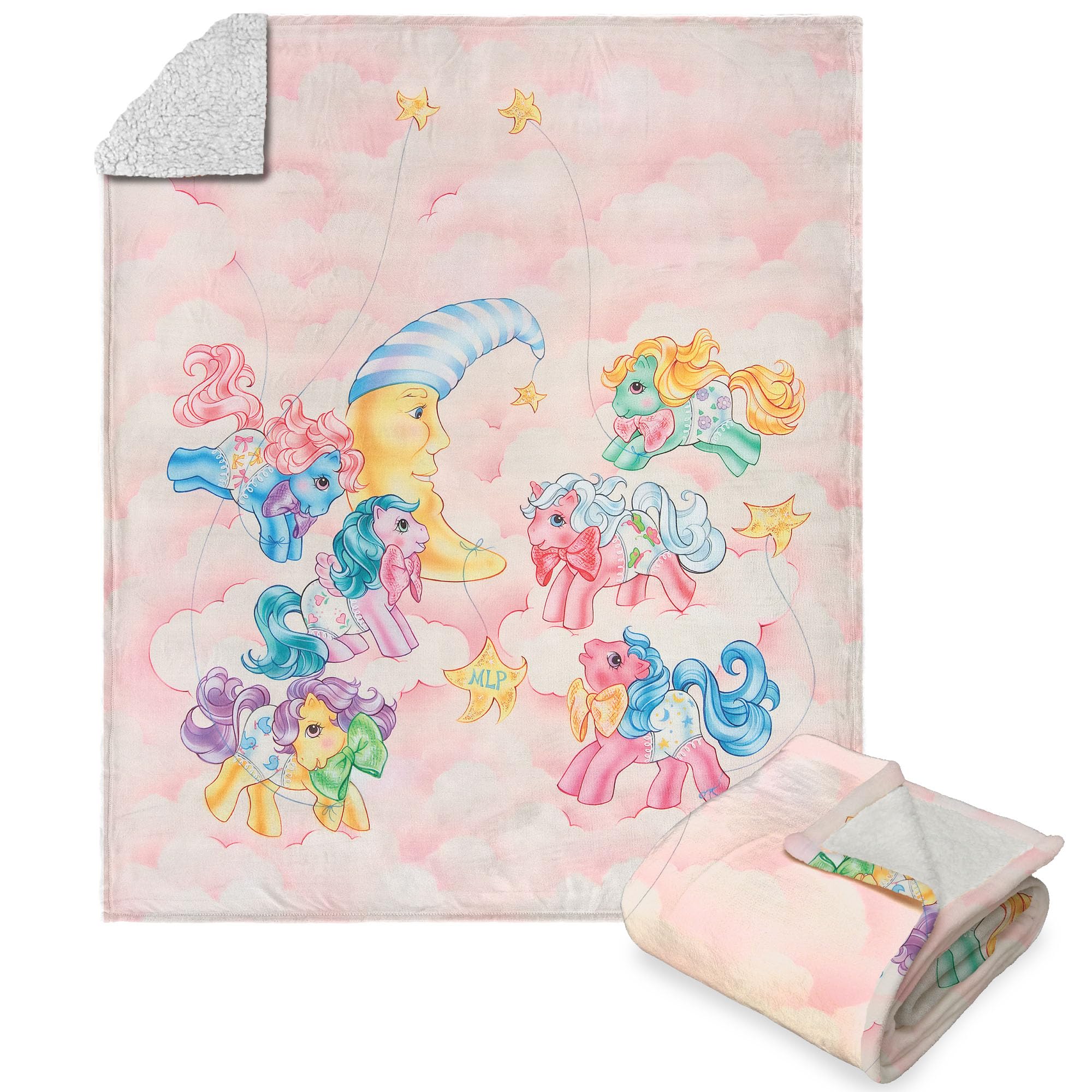 Northwest Cotton Candy Clouds Hasbro My Little Pony, Silk Touch Sherpa Throw Blanket, 50 X 60 Inches