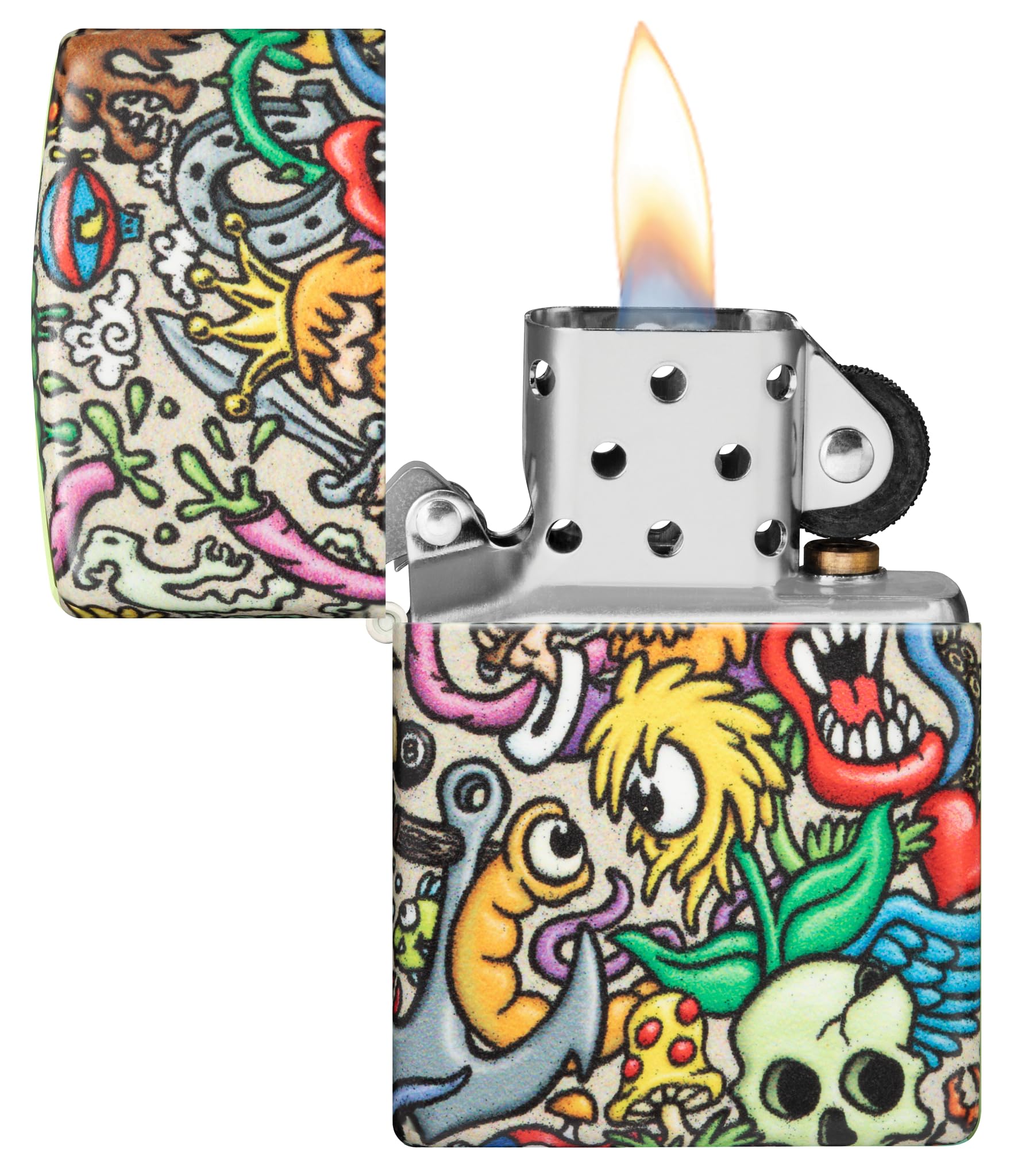 Zippo - Briquet Tempête Motif Tatouage, 540°, Impression Color Image, Rechargeable, Réutilisable, Coupe-Vent, Coffret Cadeau, Fabriqué Aux États-Unis
