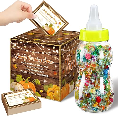 Glenmal Juego de 52 piezas para baby shower, juegos de regalo, biberón grande para juego de ducha, adivina cuántos caramelos, decoraciones de baby