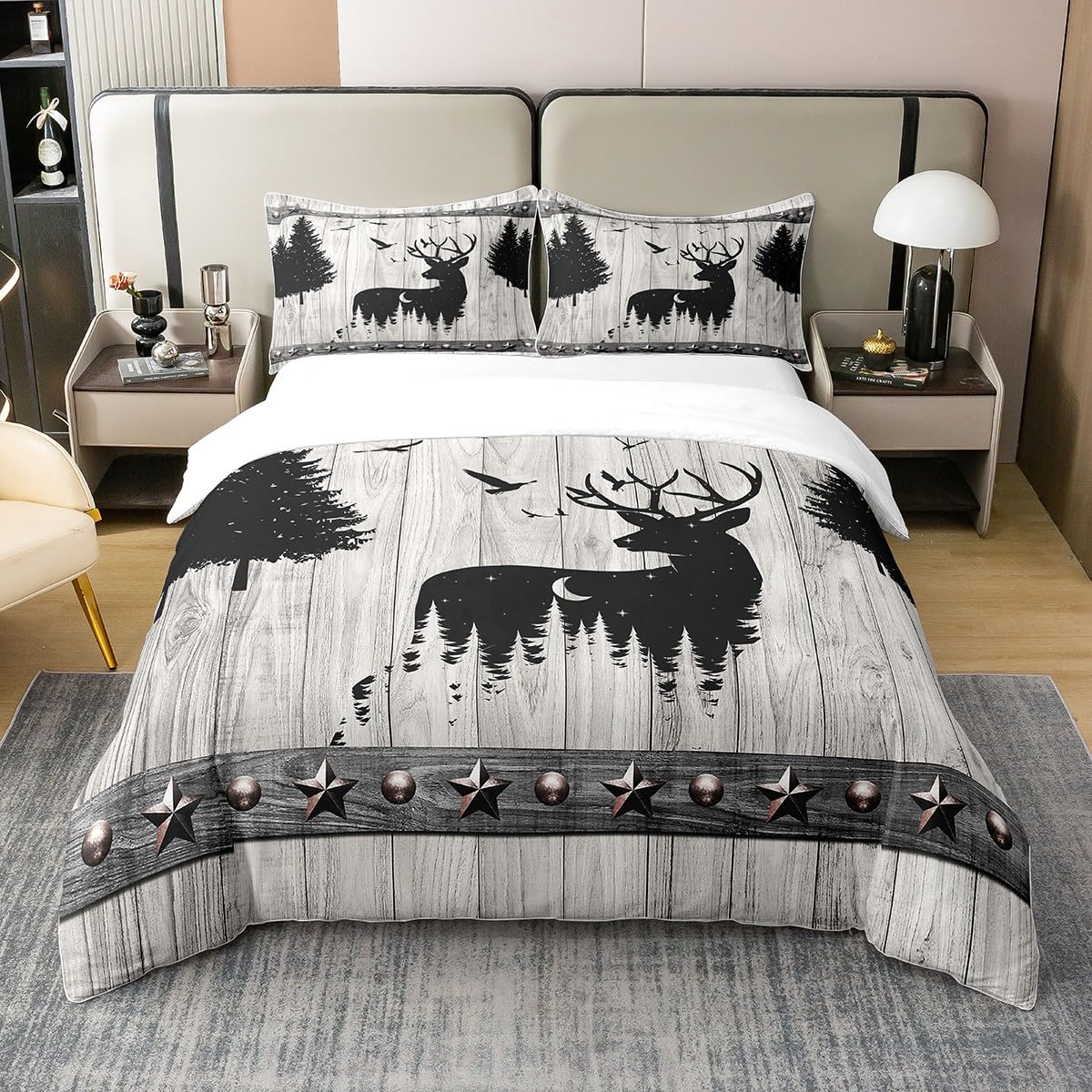 Housse de couette respirante et douce en coton pour lit King de ferme