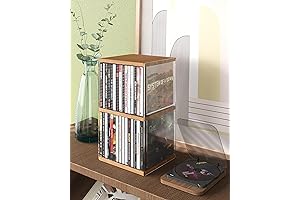 Retro Walnut-Colored 30-Disc CD Organizer Shelf