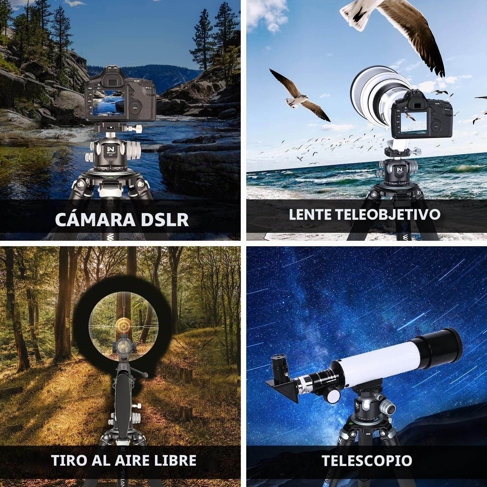 WEYLLAN CH55 cabeça de Bola de tripé, 55mm cabeça de tripé de Metal | 55mm cabeça de tripé, com placa de desbloqueio rápido Arca Swiss, para tripé, DSLR, câmara de vídeo, cámara,carga máxima 40kg