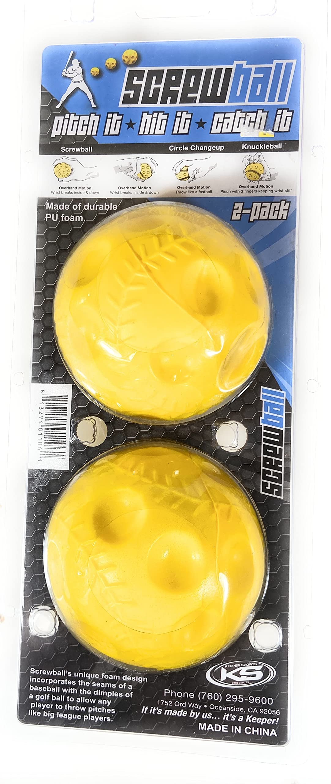 2 Screwball pro Ball Dimpled Design -Flies Over 150 Feet -Yellow