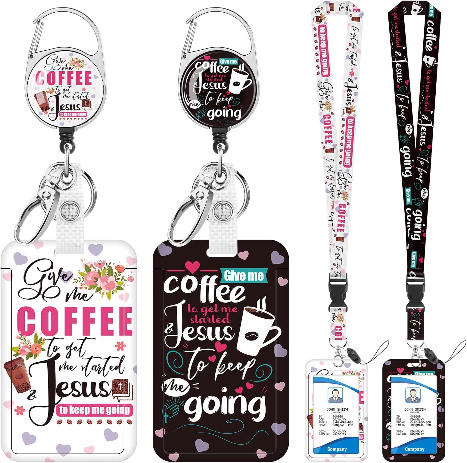 Tinoaly Scrunchie Lanyard For ID Badges, Retractable - View #3